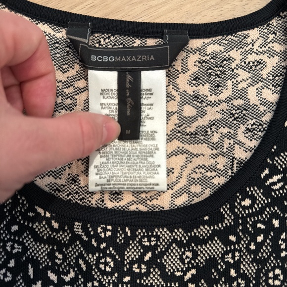 BCBGMaxAzria Like New Alonya Peplum Top- Size Medium; Black and Nude - Picture 7 of 7